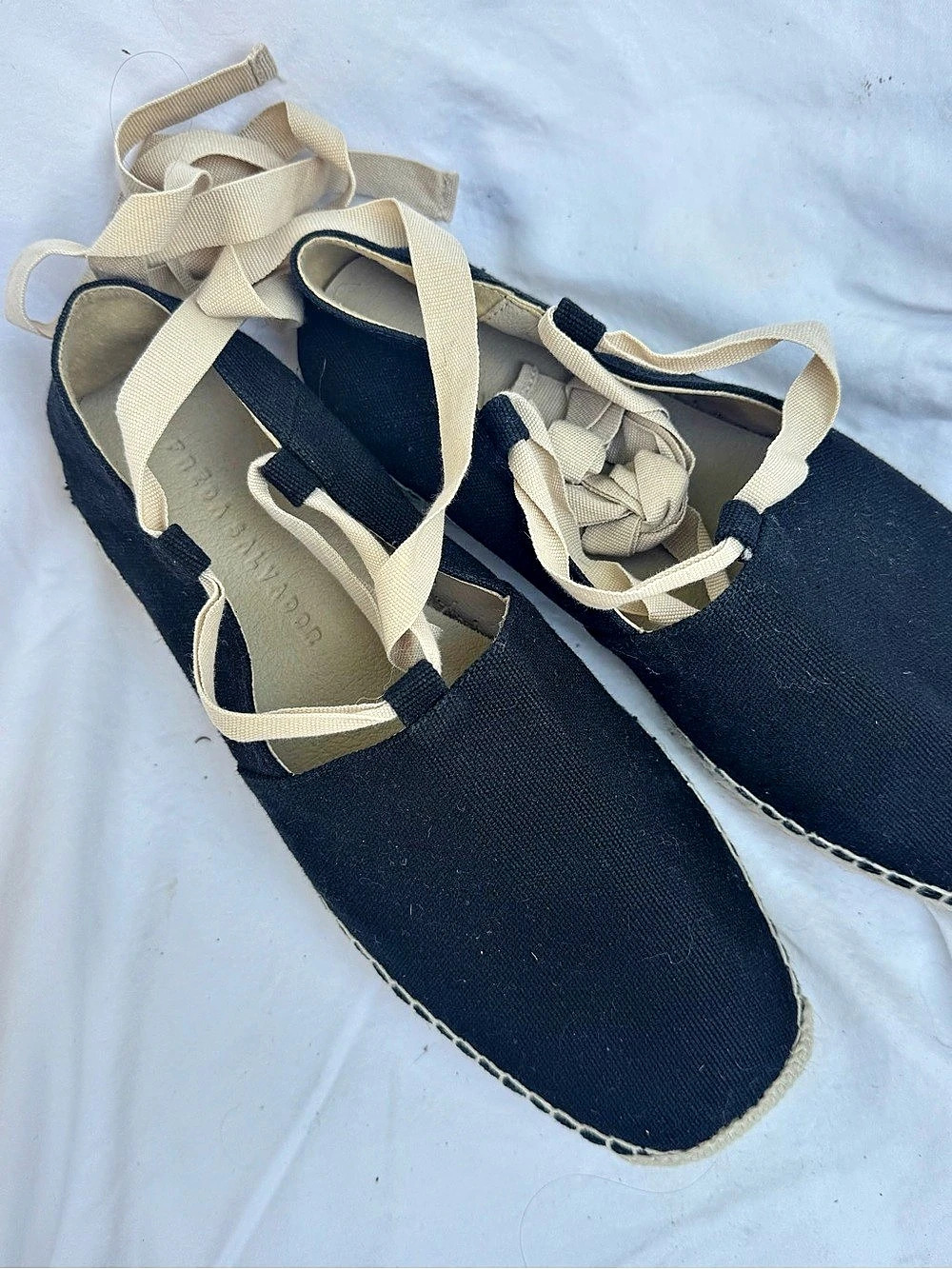 Freda  Salvador Espadrille Lace-Up Shoes in Black & Cream Size US 8 *new never w